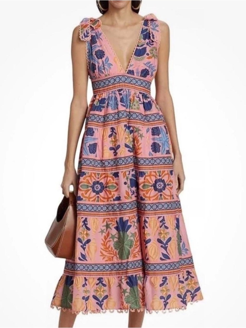 Farm Rio Seashell Tapestry Sleeveless Midi Dress size XS